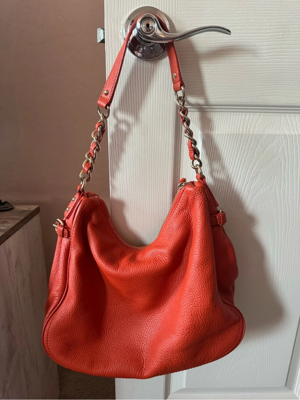 Orange  Leather Hobo Shoulder Bag - Stylish Everyday Carry Kate Spade